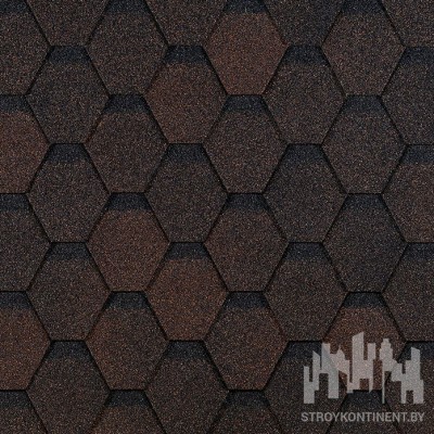 Гибкая черепица Дёке ЕВРАЗИЯ, серия ШЕСТИГРАННИК, цвет коричневый