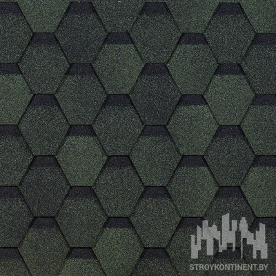 Гибкая черепица Дёке ЕВРАЗИЯ, серия ШЕСТИГРАННИК, цвет ЗЕЛЁНЫЙ